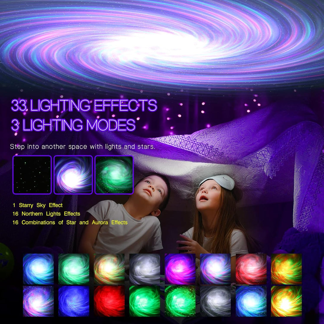 Aurora Galaxy Projector with Stars and Music