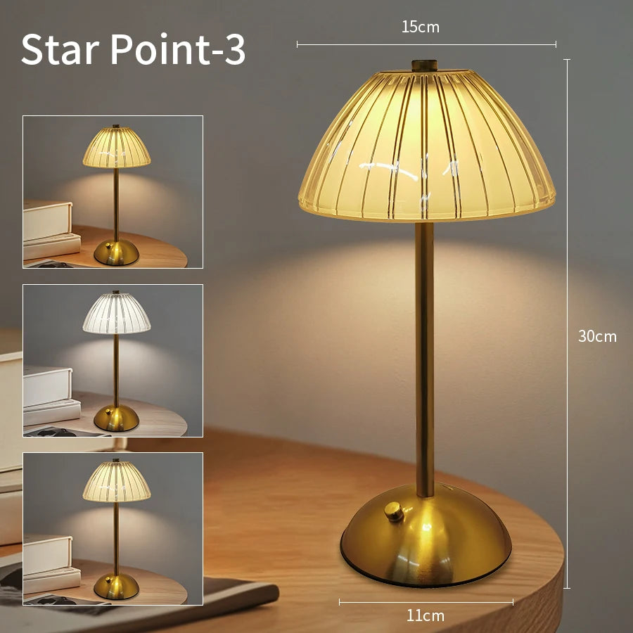 LED Table Lamp Touch Sensor Dimmable Desktop Night Light Rechargeable Wireless Reading Lamp for Hotel Bar Bedroom Decor Light