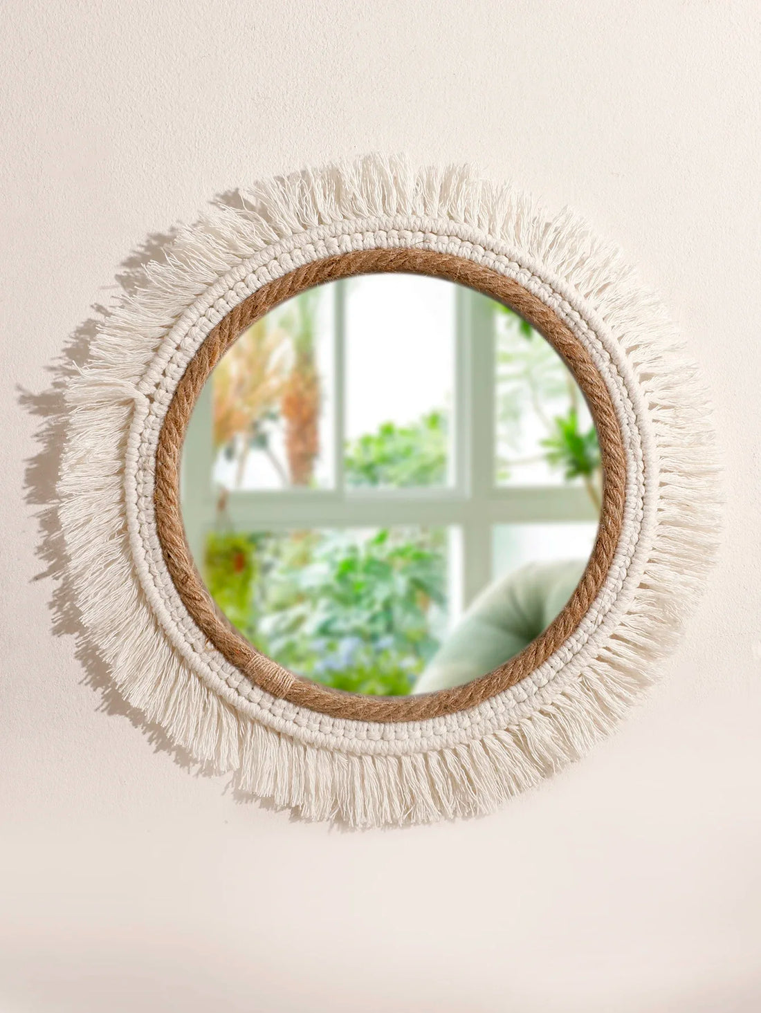 Bohemian Woven Wall Mirror – Handmade Decor