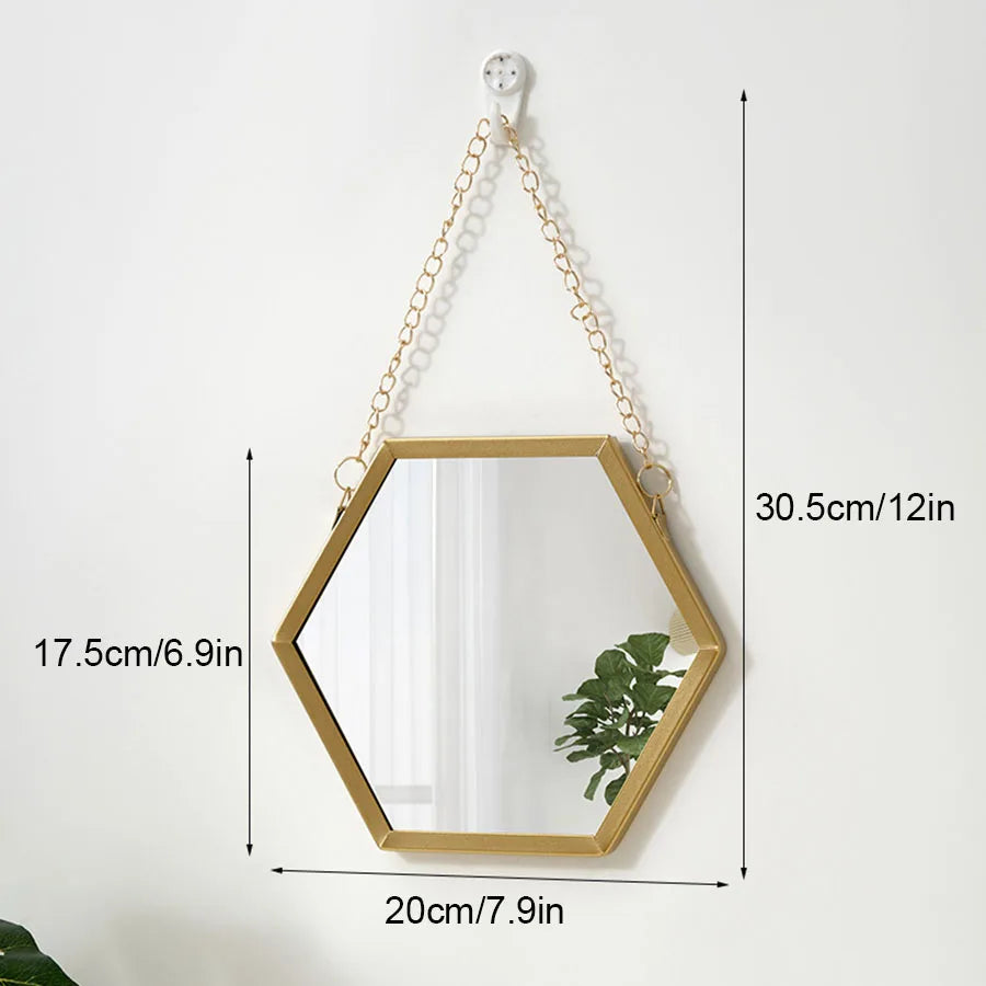 Hexagonal Iron Wall Mirror – Decorative Mounted Mirror