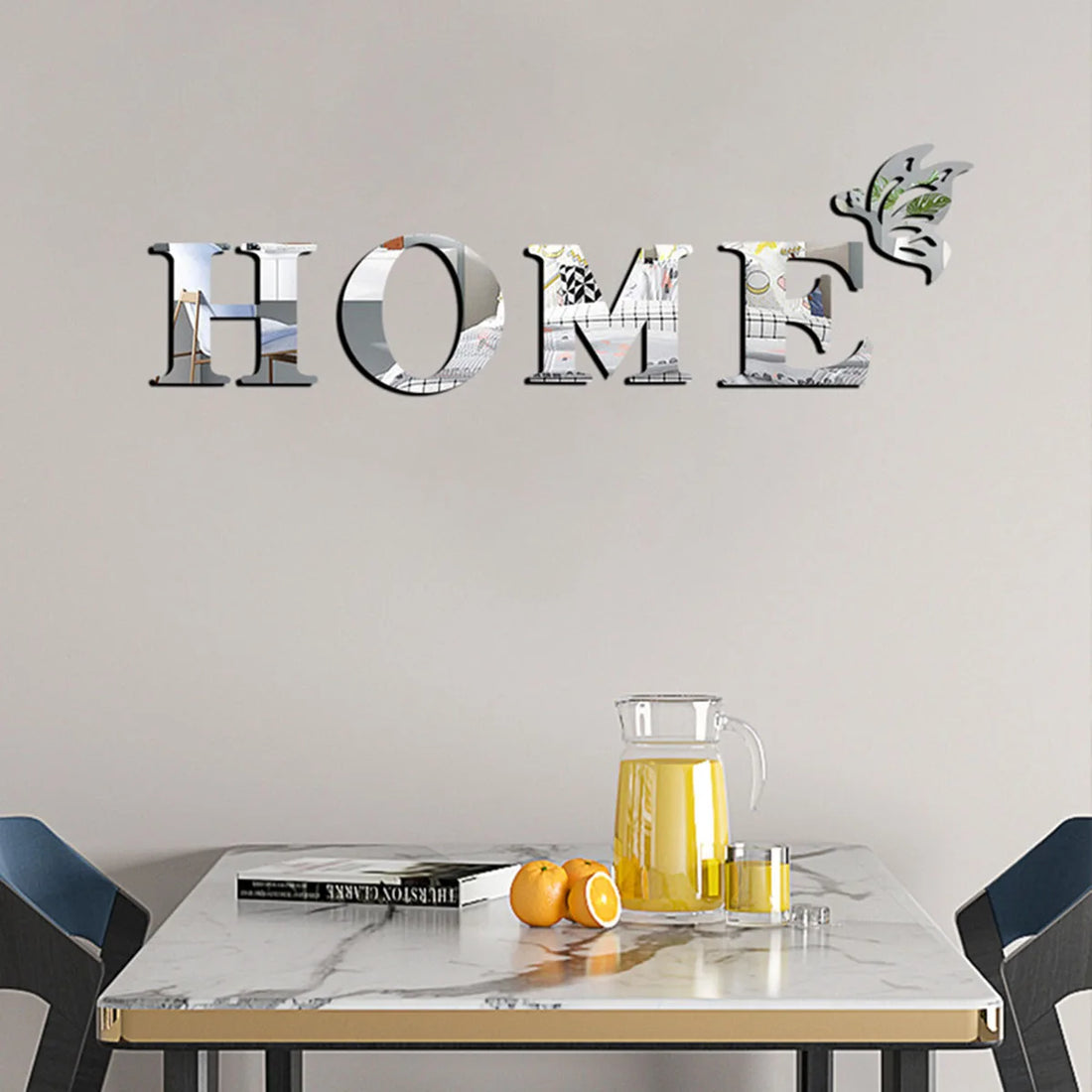 3D Home Logo Mirror Wall Sticker – Entrance Decor