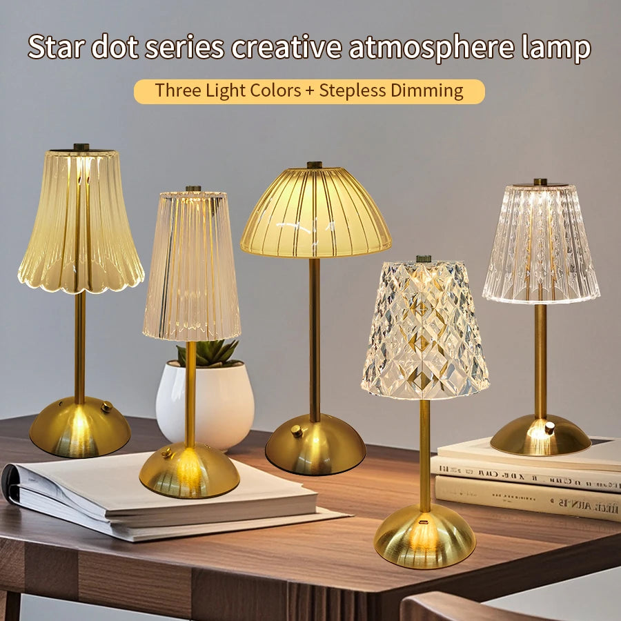 LED Table Lamp Touch Sensor Dimmable Desktop Night Light Rechargeable Wireless Reading Lamp for Hotel Bar Bedroom Decor Light