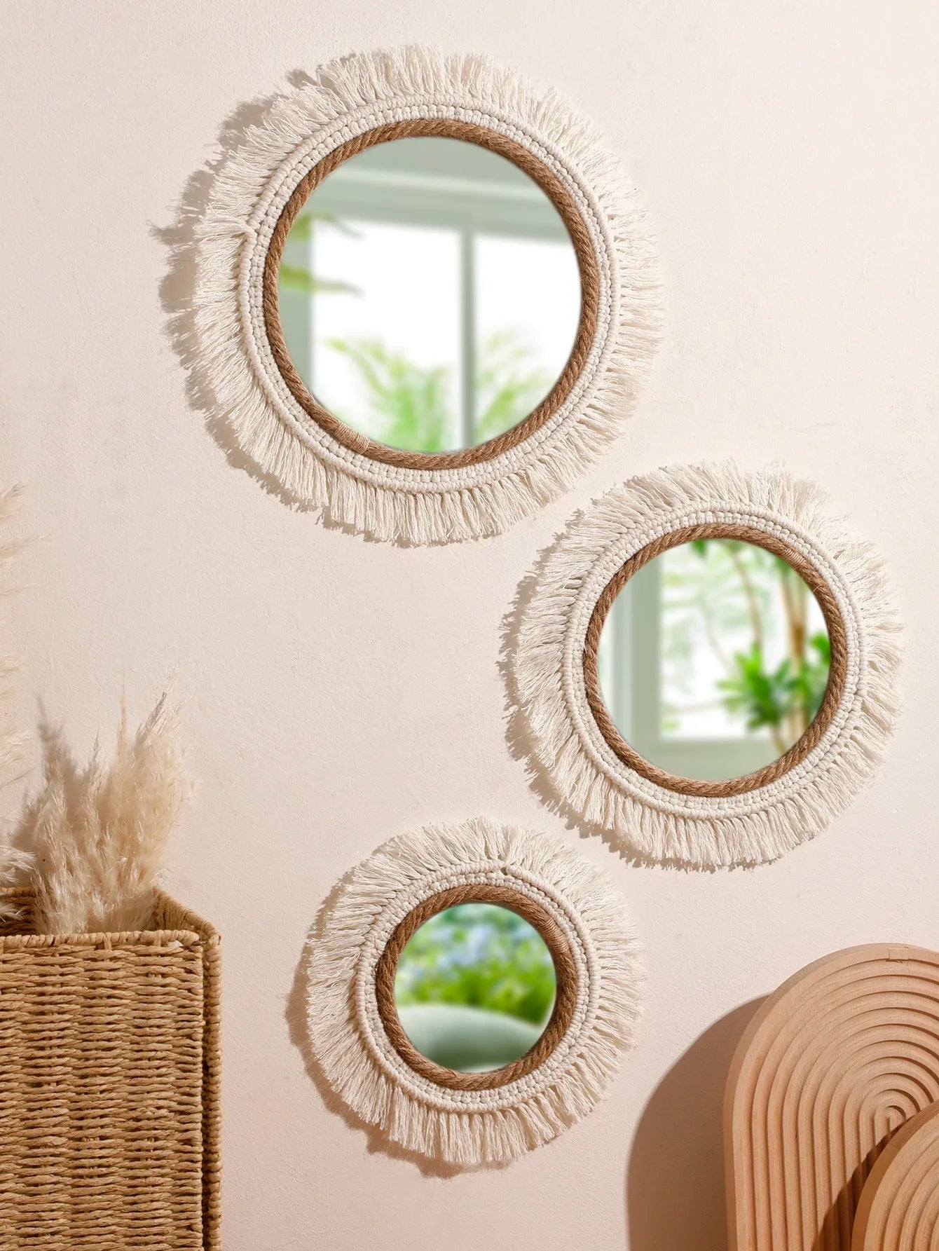 Bohemian Woven Wall Mirror – Handmade Decor