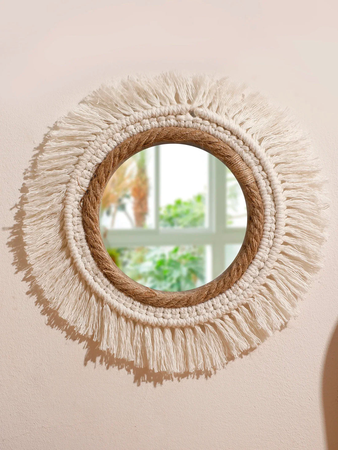 Bohemian Woven Wall Mirror – Handmade Decor