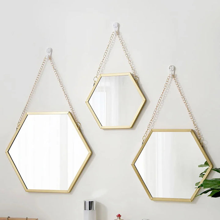 Hexagonal Iron Wall Mirror – Decorative Mounted Mirror