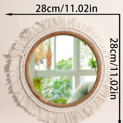 Bohemian Woven Wall Mirror – Handmade Decor
