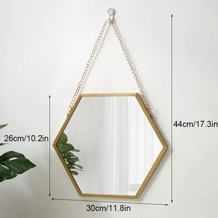 Hexagonal Iron Wall Mirror – Decorative Mounted Mirror