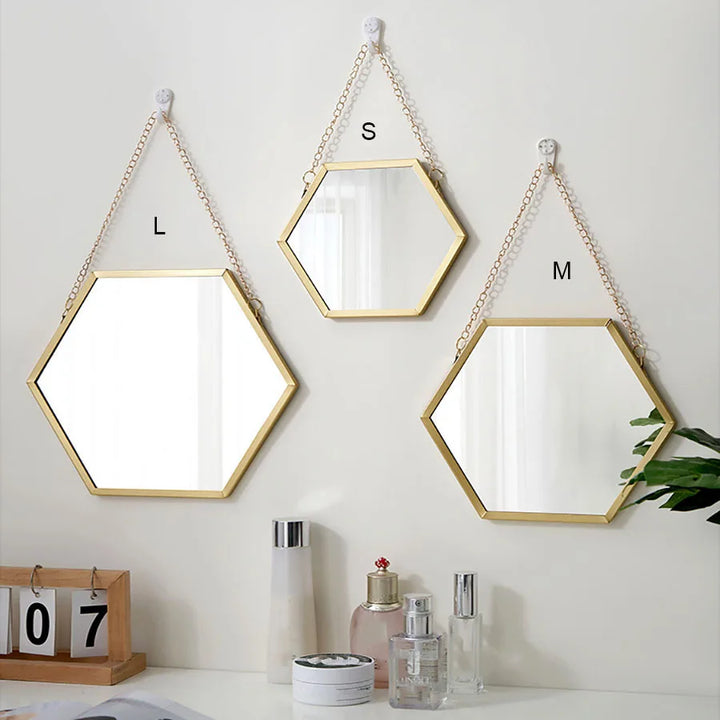 Hexagonal Iron Wall Mirror – Decorative Mounted Mirror