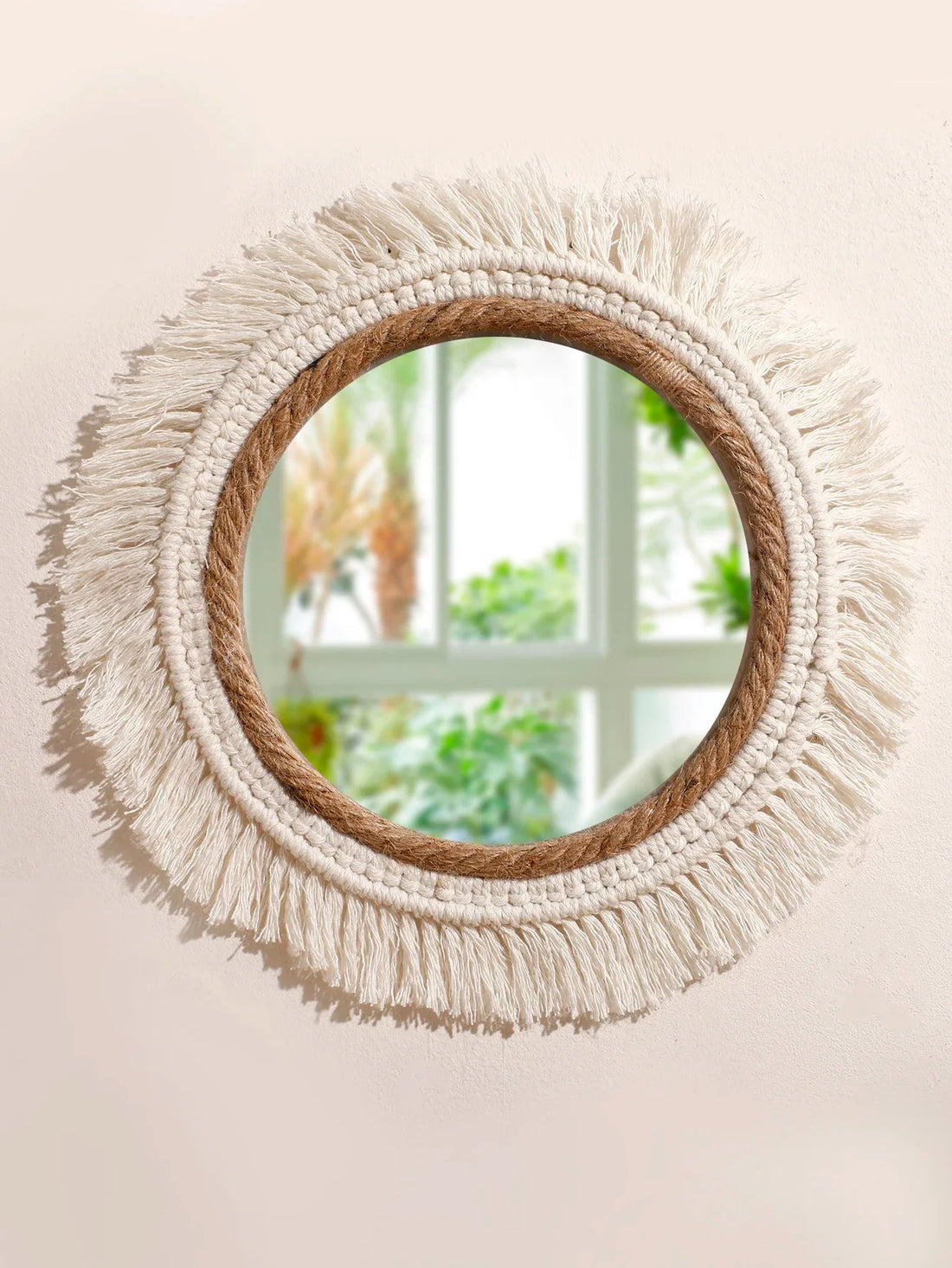 Bohemian Woven Wall Mirror – Handmade Decor