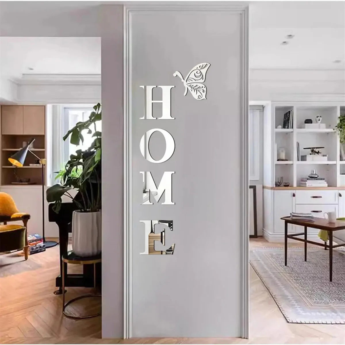 3D Home Logo Mirror Wall Sticker – Entrance Decor
