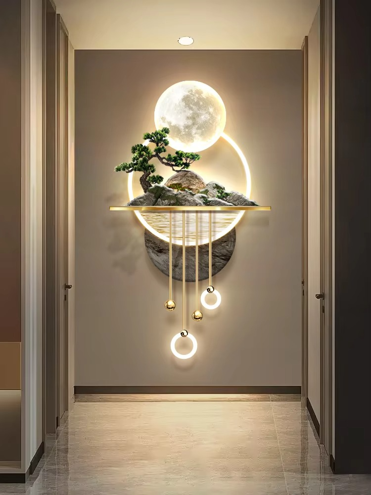 3D relief foyer decoration painting,  welcoming guests at the end of the corridor